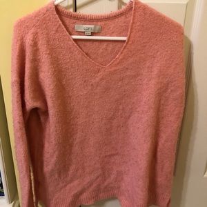 Loft pink v neck sweater